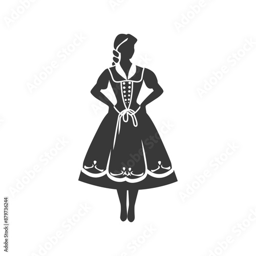minimalist logo or symbol for germany women wearing dirndl black color only