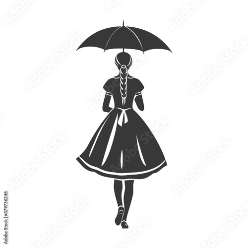 minimalist logo or symbol for germany women wearing dirndl black color only