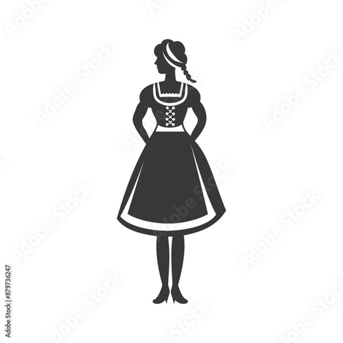 minimalist logo or symbol for germany women wearing dirndl black color only