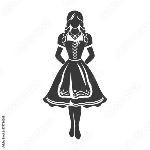 minimalist logo or symbol for germany women wearing dirndl black color only