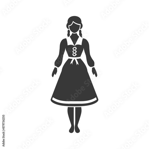 minimalist logo or symbol for germany women wearing dirndl black color only