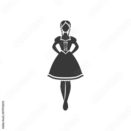 minimalist logo or symbol for germany women wearing dirndl black color only