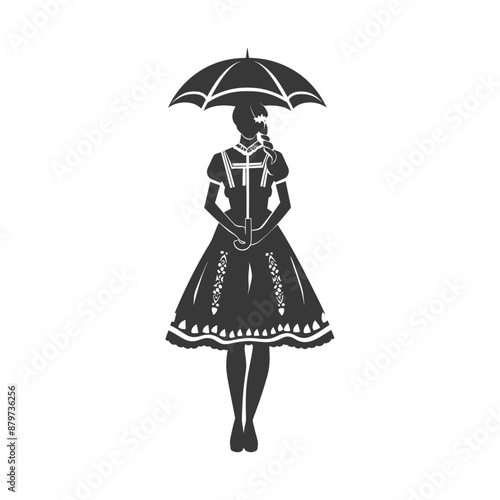 minimalist logo or symbol for germany women wearing dirndl black color only