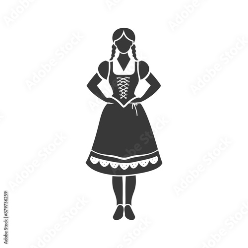 minimalist logo or symbol for germany women wearing dirndl black color only