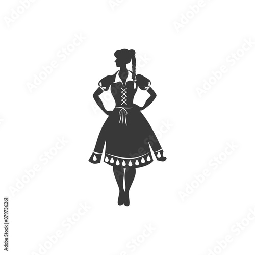minimalist logo or symbol for germany women wearing dirndl black color only