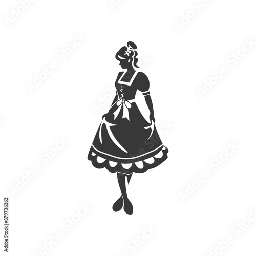 minimalist logo or symbol for germany women wearing dirndl black color only