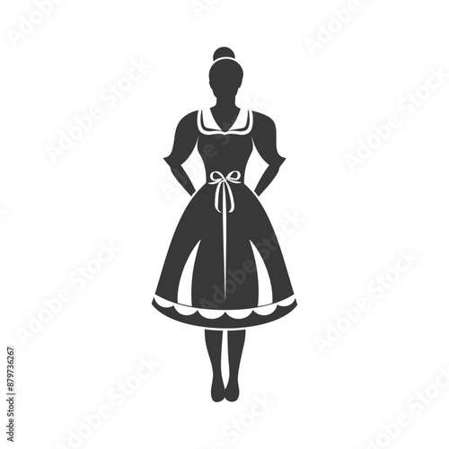 minimalist logo or symbol for germany women wearing dirndl black color only