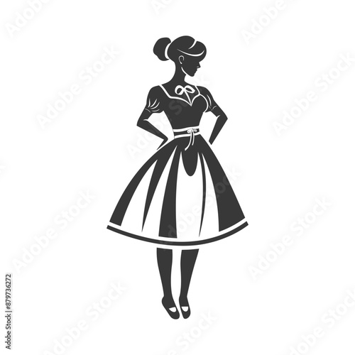 minimalist logo or symbol for germany women wearing dirndl black color only