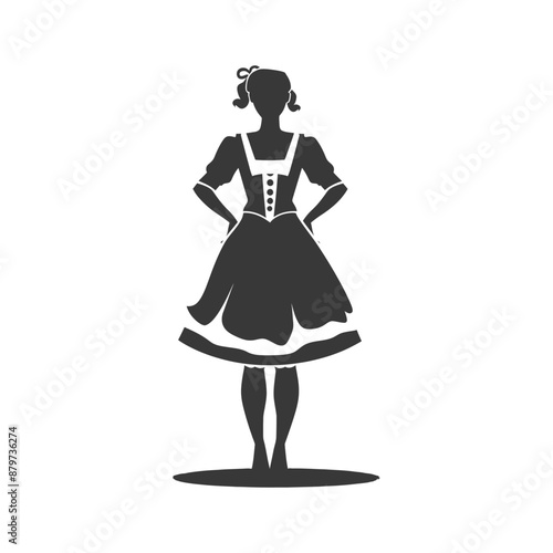 minimalist logo or symbol for germany women wearing dirndl black color only