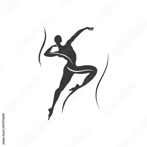 minimalist logo or symbol for gymnast athlete man black color only