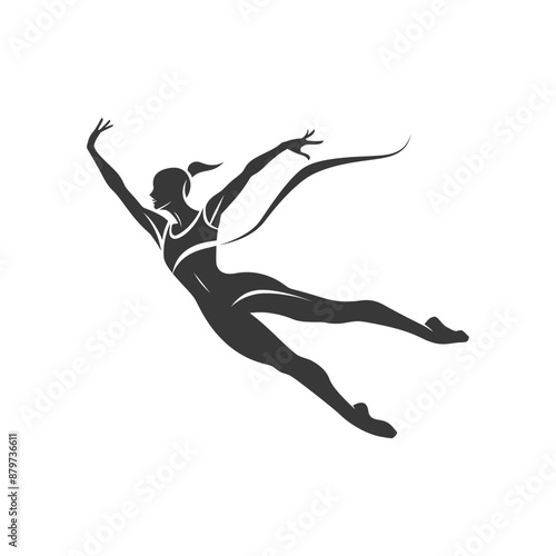 minimalist logo or symbol for gymnast athlete woman black color only