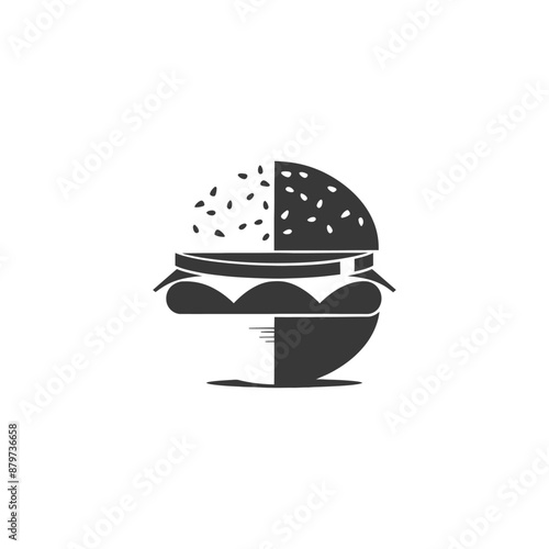 minimalist logo or symbol for hamburger black color only