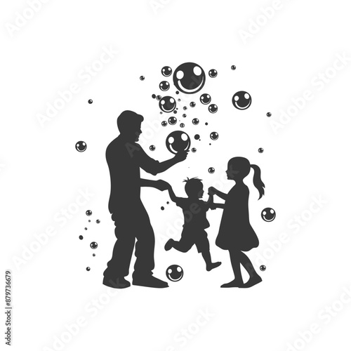 minimalist logo or symbol for happy family playing together black color only