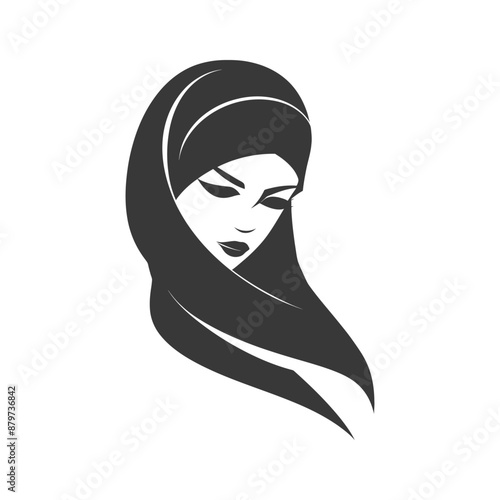 Elegant Monochrome Portrait: Woman in a Flowing Hijab