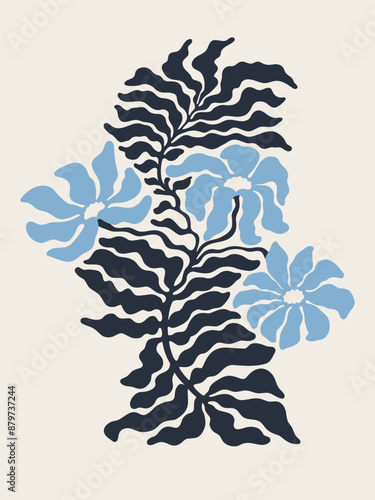 Minimalist abstract floral poster. Modern art illustration in or Scandinavian...