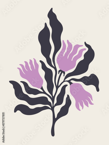 Minimalist abstract floral poster. Modern art illustration in Scandinavian style