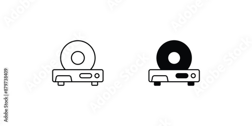 dvd player set icon with white background vector stock illustration