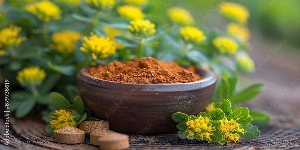 Supplementing with Rhodiola Rosea for Energy and Stress Relief. Concept Herbal Remedies, Rhodiola Rosea, Energy Boost, Stress Relief, Natural Supplements Supplementing with Rhodiola Rosea for Energy and Stress Relief. Concept Herbal Remedies, Rhodiola Rosea, Energy Boost, Stress Relief, Natural Supplements