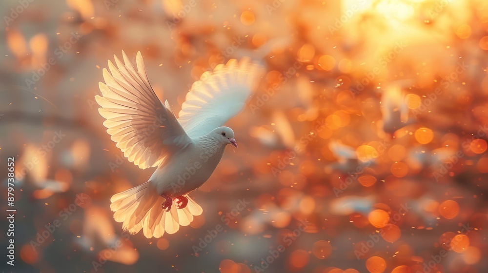 White Dove Soaring Through Golden Sunlight White Dove Soaring Through Golden Sunlight