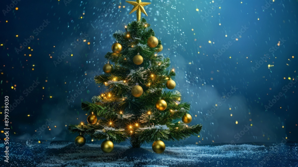 custom made wallpaper toronto digitalA Christmas tree sparkling with ornaments and a star on top