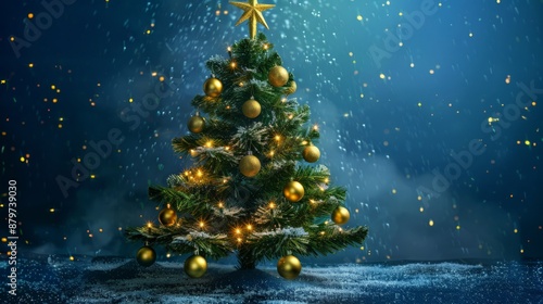 Wallpaper Mural A Christmas tree sparkling with ornaments and a star on top Torontodigital.ca