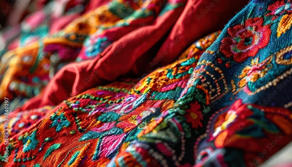 Multi color fabric with flower print on it. Multi color fabric with flower print on it.