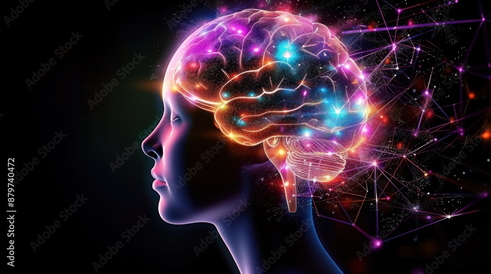 Neon Brain in Profile Neon Brain in Profile