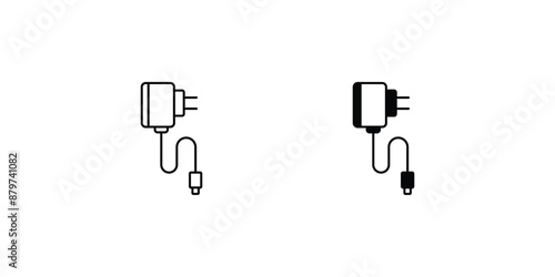 portable charger set icon with white background vector stock illustration