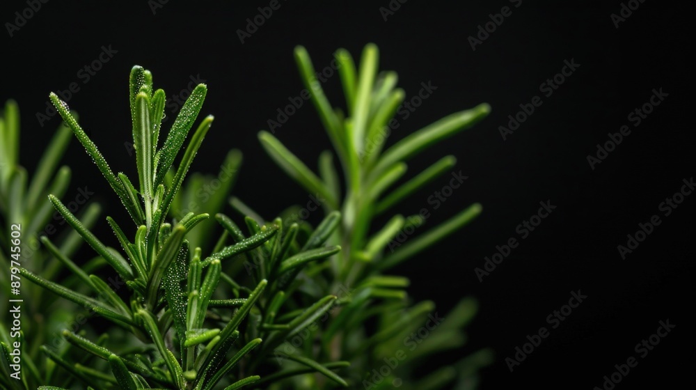 A close up of a green leafy plant with a dark background. Generate AI image A close up of a green leafy plant with a dark background. Generate AI image