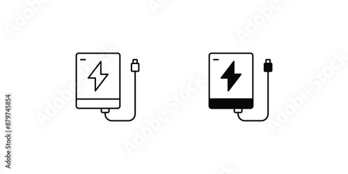 power bank set icon with white background vector stock illustration