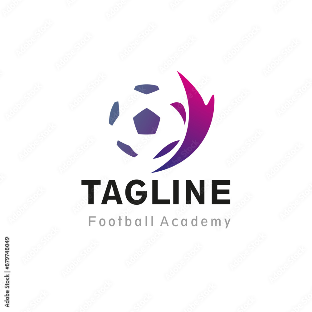 Stylized football, soccer ball and hop off bird, man. Logo of football school, academy, project Stylized football, soccer ball and hop off bird, man. Logo of football school, academy, project