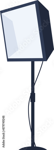 Professional studio lighting equipment standing on a tripod, illuminating the space for a photoshoot