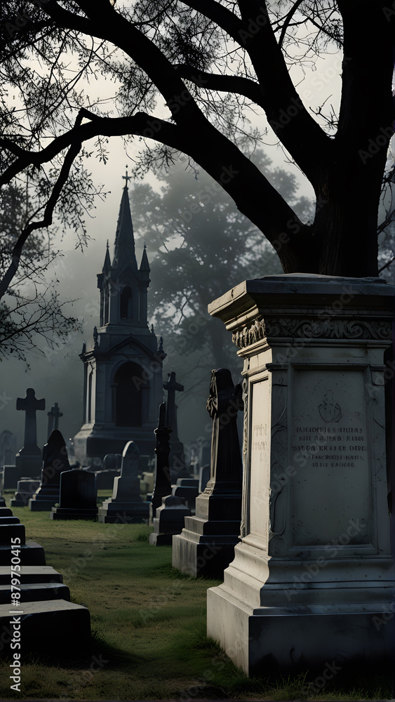 Fototapeta premium Ancient Cemetery with Gothic Architecture