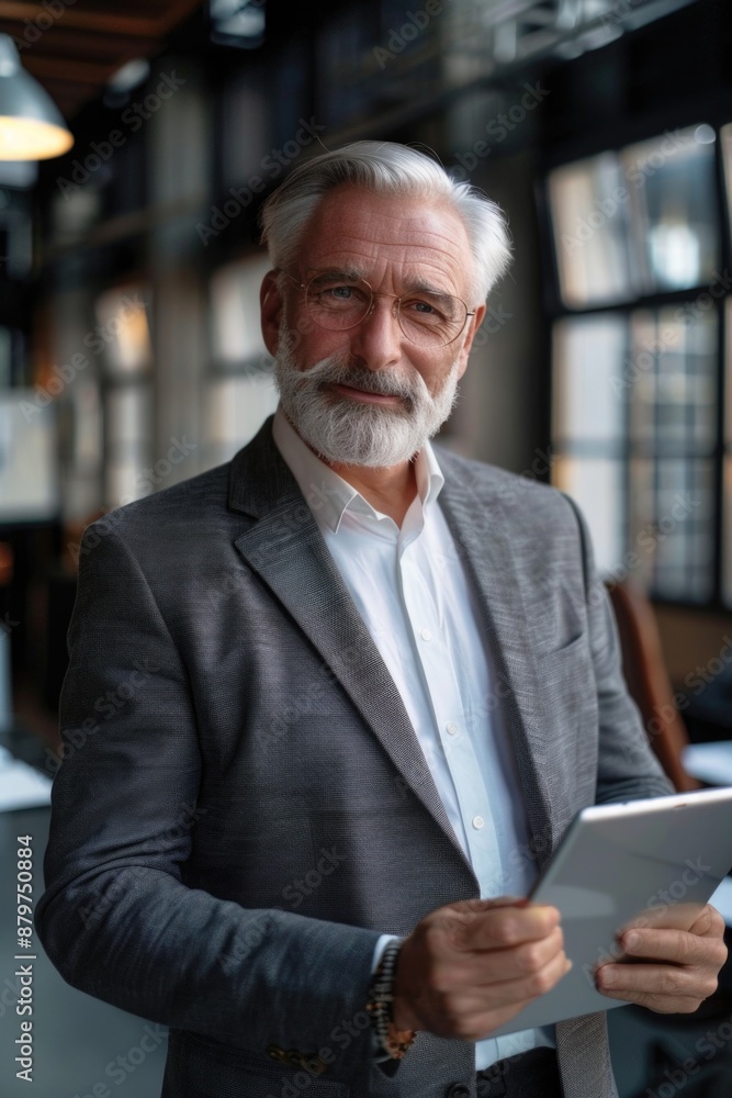 A businessman holds a tablet computer, great for office or corporate use A businessman holds a tablet computer, great for office or corporate use