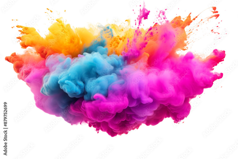 Burst of vibrant rainbow powder Isolated on white background Burst of vibrant rainbow powder Isolated on white background