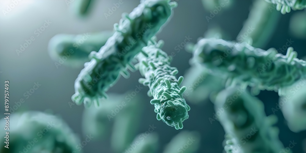 Fototapeta premium Examining Various Shapes of Probiotic Bacteria under Microscope in a Scientific Medical Setting. Concept Probiotic Bacteria, Microscope Examination, Scientific Research, Medical Setting