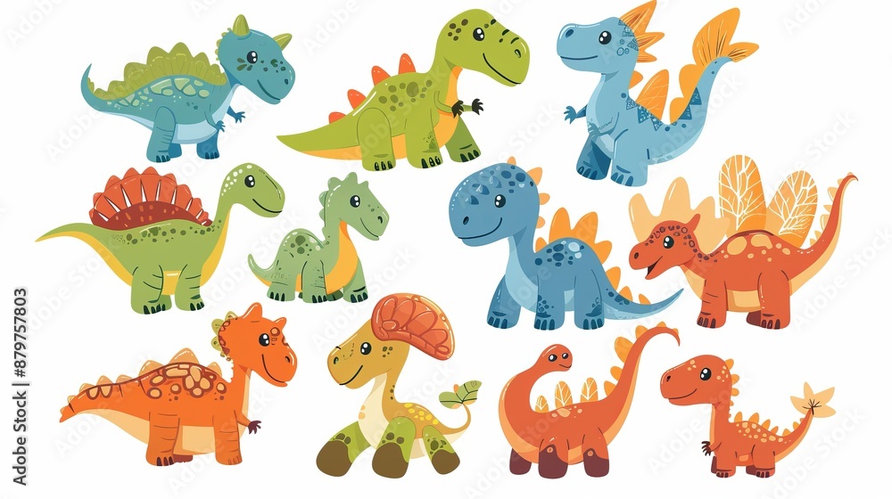 This image depicts a variety of cartoon dinosaurs in different poses and vibrant colors, providing a delightful and engaging visual for children's content and playful themes. This image depicts a variety of cartoon dinosaurs in different poses and vibrant colors, providing a delightful and engaging visual for children's content and playful themes.
