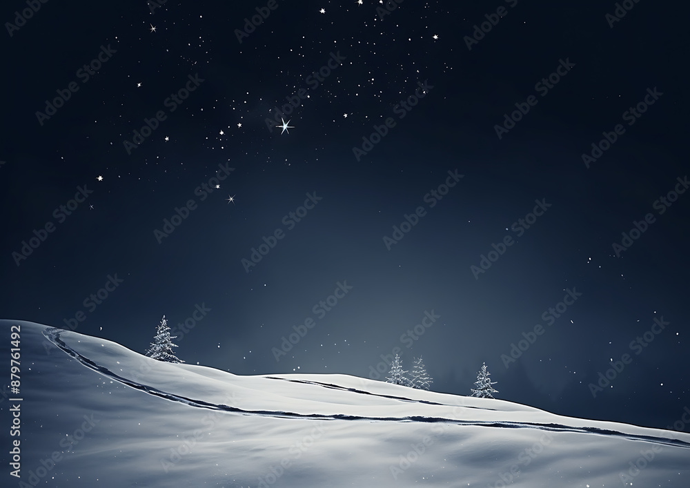 Starry Night , Snowcapped peaks and dark blue sky convey the serenity of a peaceful winter landscape. Starry Night , Snowcapped peaks and dark blue sky convey the serenity of a peaceful winter landscape.