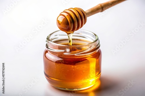 Obraz na płótnie Honey dipper lifted from jar with honey w salonie