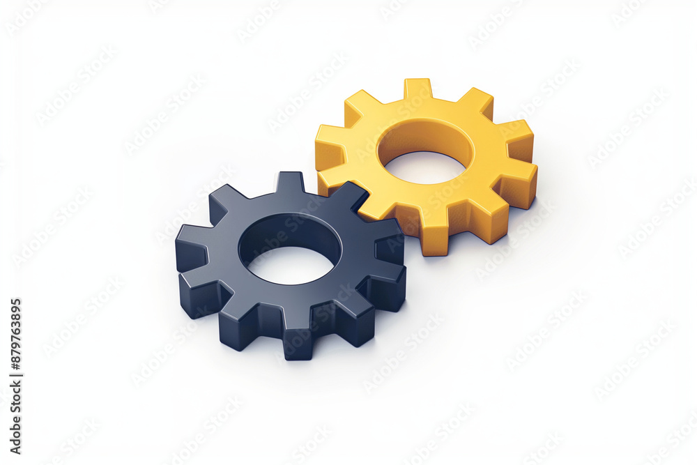 Gears - Graphic, Isometric, Business, Technology, Vector, Isolated, 3D, White Background Gears - Graphic, Isometric, Business, Technology, Vector, Isolated, 3D, White Background