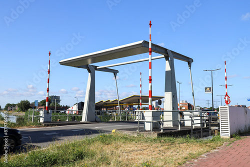 The Groenewegbrug bridge connecting Nieuwerkerk and Rotterdam over the ring canal of the zuidplaspolder photo