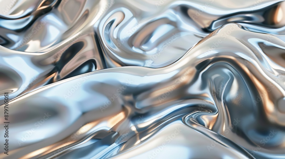 An abstract image showcasing a flowing silver metal surface with a glossy finish, capturing the fluidity and elegance of modern artistic metallic designs. An abstract image showcasing a flowing silver metal surface with a glossy finish, capturing the fluidity and elegance of modern artistic metallic designs.