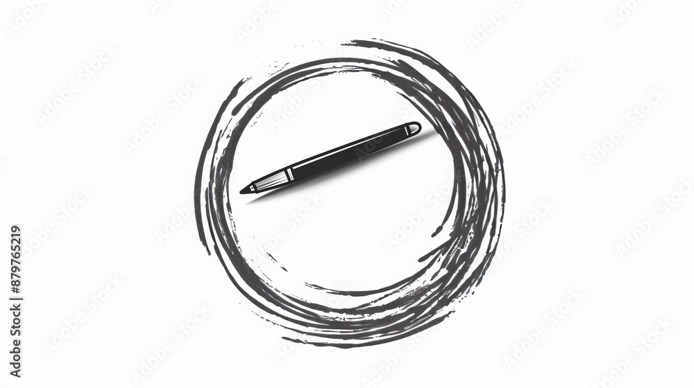 An artistic image featuring a pen positioned within an abstract circular brushstroke design, blending the elements of writing and visual art in a modern composition. An artistic image featuring a pen positioned within an abstract circular brushstroke design, blending the elements of writing and visual art in a modern composition.
