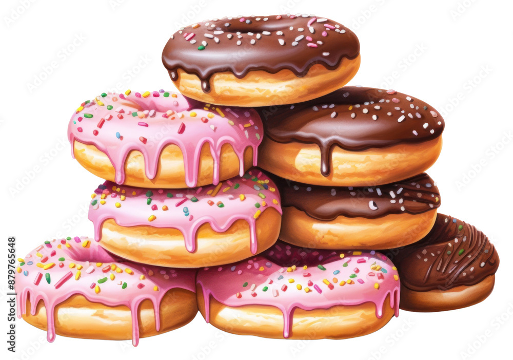 PNG Donut chocolate dessert glaze, digital paint illustration. AI generated image PNG Donut chocolate dessert glaze, digital paint illustration. AI generated image