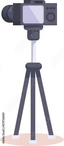 Professional digital camera on a tripod, recording video or taking photos