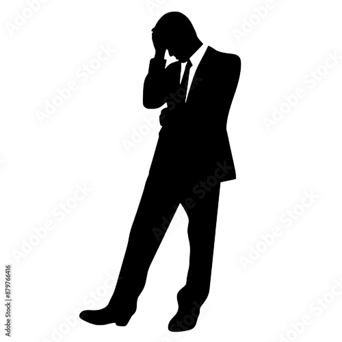 Business man icon. Male face silhouette  Vector illustration.