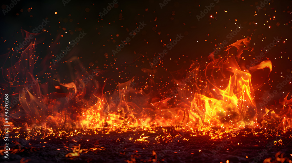 Flames flickering on a dark background. Flames flickering on a dark background.