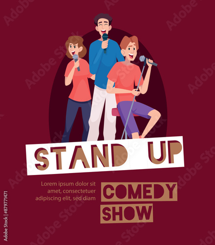 stand up. comedy show poster invitation on concert of comedians