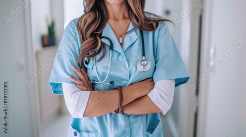 The nurse with stethoscope photo