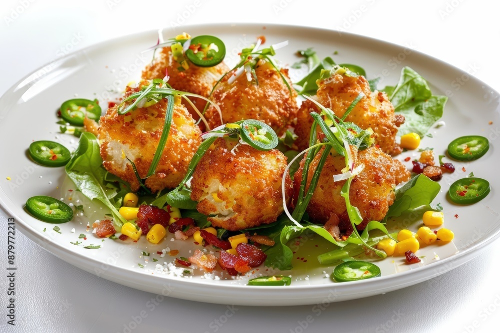 Golden Blue Crab and Corn Hush Puppies with Tender Crabmeat Golden Blue Crab and Corn Hush Puppies with Tender Crabmeat